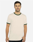 Next Level 3604 - Unisex Cotton Ringer T-Shirt - Natural/ Forest Green