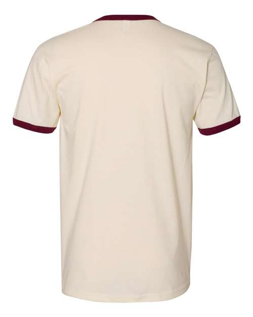 Next Level 3604 - Unisex Cotton Ringer T-Shirt - Natural/ Maroon