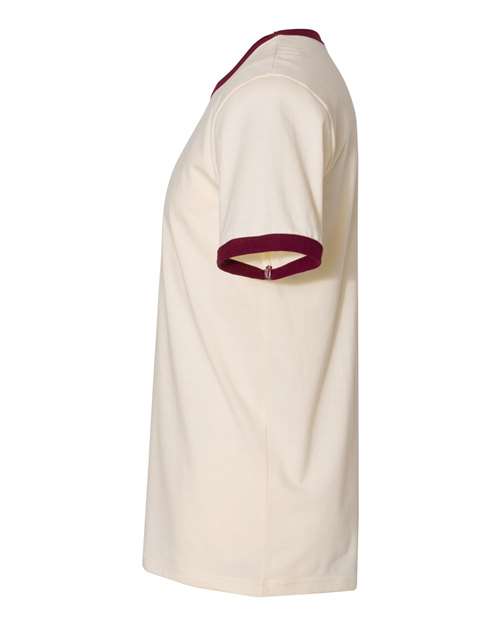 Next Level 3604 - Unisex Cotton Ringer T-Shirt - Natural/ Maroon