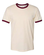 Next Level 3604 - Unisex Cotton Ringer T-Shirt - Natural/ Maroon