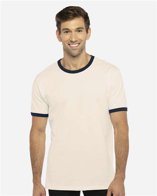 Next Level 3604 - Unisex Cotton Ringer T-Shirt - Natural/ Midnight Navy