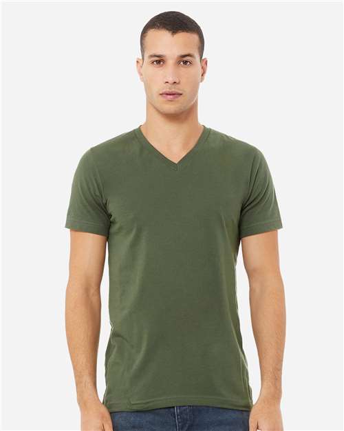 BELLA + CANVAS 3005 - Unisex Jersey V-Neck Tee - Military Green