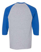 Gildan 5700 - Unisex Heavy CottonTM Raglan Three-Quarter Sleeve T-Shirt - Sport Grey/ Royal