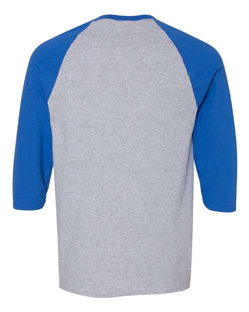 Gildan 5700 - Unisex Heavy CottonTM Raglan Three-Quarter Sleeve T-Shirt - Sport Grey/ Royal