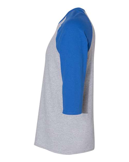Gildan 5700 - Unisex Heavy CottonTM Raglan Three-Quarter Sleeve T-Shirt - Sport Grey/ Royal