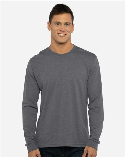 Next Level 6411 - Unisex Sueded Long Sleeve T-Shirt - Heather Metal