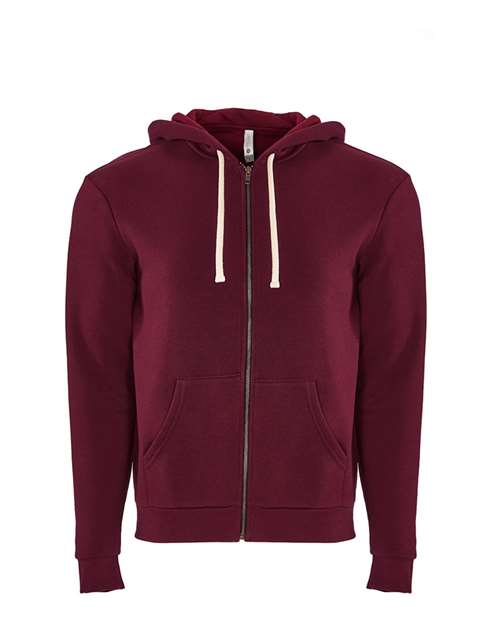 Next Level 9602 - Unisex Santa Barbara Full-Zip Hoodie Sweatshirt - Maroon