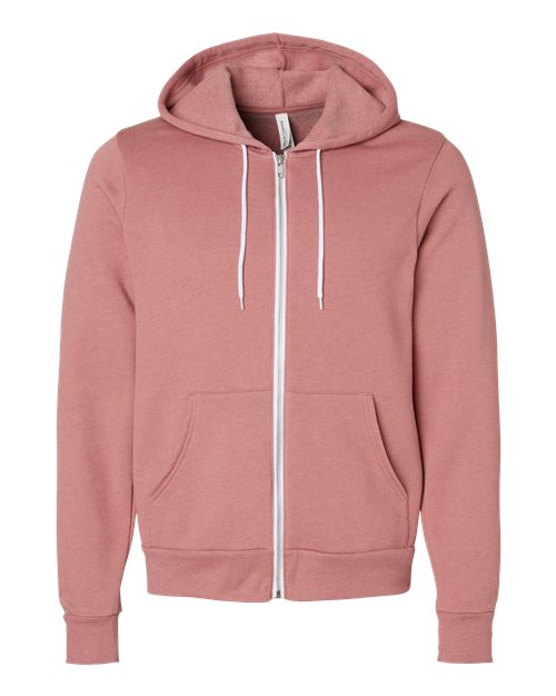 BELLA + CANVAS 3739 - Unisex Sponge Fleece Full-Zip Hoodie Sweatshirt - Heather Mauve