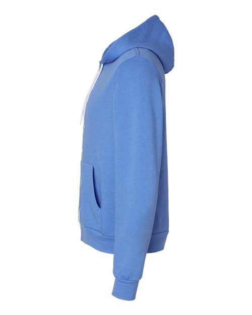 BELLA + CANVAS 3739 - Unisex Sponge Fleece Full-Zip Hoodie Sweatshirt - Heather Columbia Blue