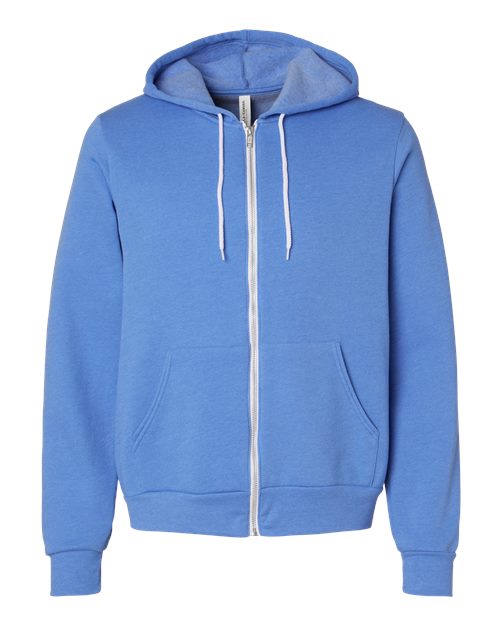 BELLA + CANVAS 3739 - Unisex Sponge Fleece Full-Zip Hoodie Sweatshirt - Heather Columbia Blue