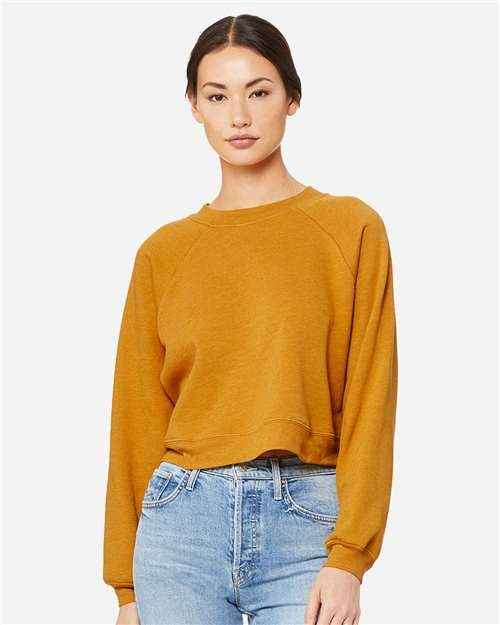 BELLA + CANVAS 7505 - Women's Crop Raglan Crewneck Sweatshirt