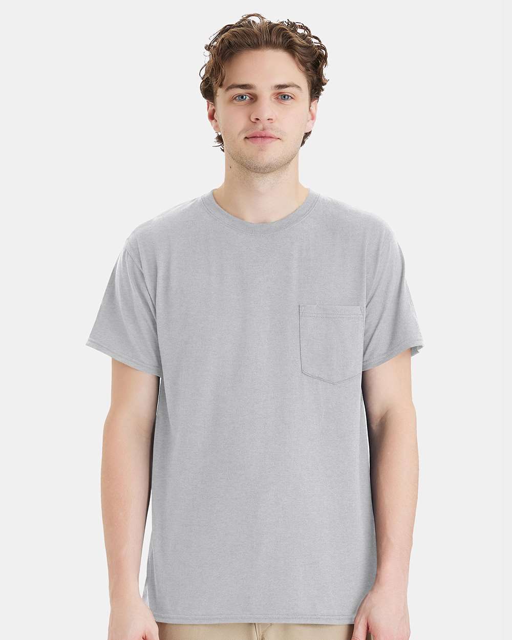 Hanes W110 - Unisex Workwear Pocket T-Shirt — Light Steel