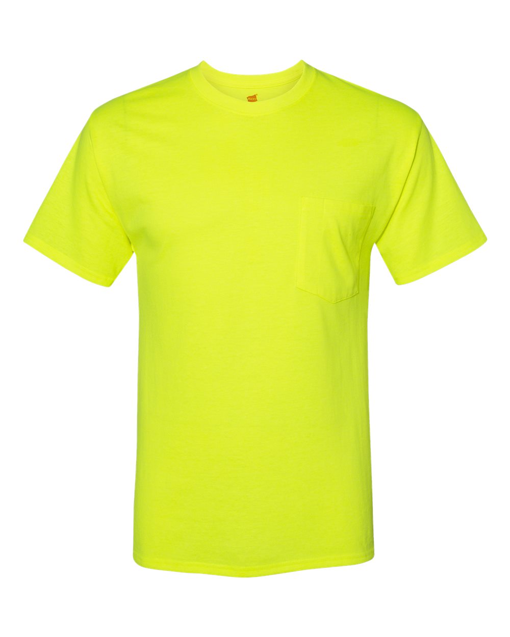Hanes W110 - Unisex Workwear Pocket T-Shirt — Safety Green (flat)