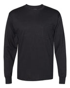 Hanes W120 - Unisex Workwear Long Sleeve Pocket T-Shirt — Black (flat)