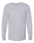 Hanes W120 - Unisex Workwear Long Sleeve Pocket T-Shirt — Light Steel (flat)