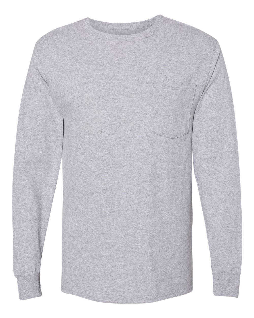 Hanes W120 - Unisex Workwear Long Sleeve Pocket T-Shirt — Light Steel (flat)