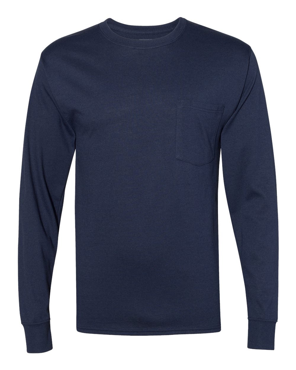 Hanes W120 - Unisex Workwear Long Sleeve Pocket T-Shirt — Navy (flat)
