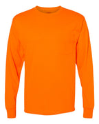 Hanes W120 - Unisex Workwear Long Sleeve Pocket T-Shirt — Safety Orange (flat)