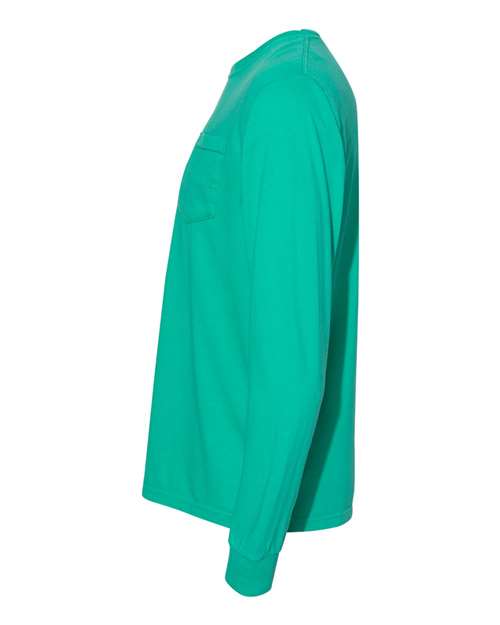 Comfort Colors 4410 - Unisex Garment-Dyed Heavyweight Long Sleeve Pocket T-Shirt - Island Green