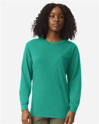 Comfort Colors 4410 - Unisex Garment-Dyed Heavyweight Long Sleeve Pocket T-Shirt - Island Green