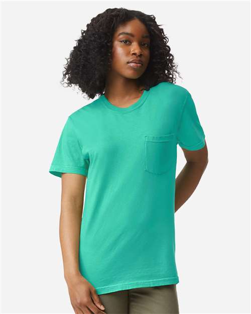 Comfort Colors 6030 - Unisex Garment-Dyed Heavyweight Pocket T-Shirt - Island Green