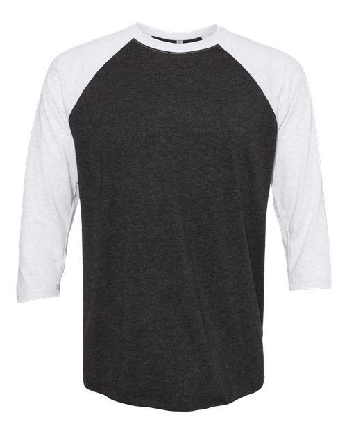 Next Level 6051 - Unisex Triblend Three-Quarter Raglan T-Shirt - Heather White/ Vintage Black