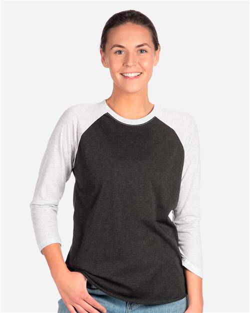 Next Level 6051 - Unisex Triblend Three-Quarter Raglan T-Shirt - Heather White/ Vintage Black