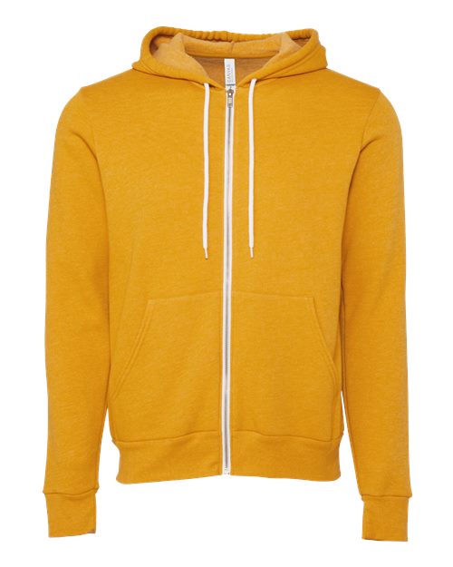 BELLA + CANVAS 3739 - Unisex Sponge Fleece Full-Zip Hoodie Sweatshirt - Heather Mustard