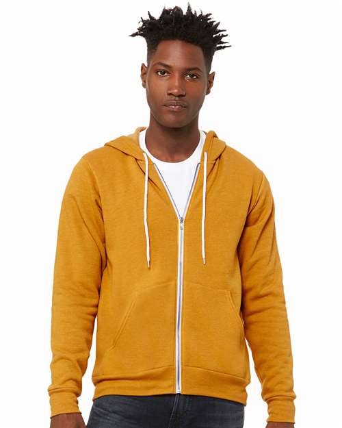 BELLA + CANVAS 3739 - Unisex Sponge Fleece Full-Zip Hoodie Sweatshirt - Heather Mustard