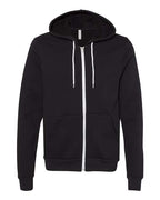 BELLA + CANVAS 3739 - Unisex Sponge Fleece Full-Zip Hoodie Sweatshirt - DTG Black