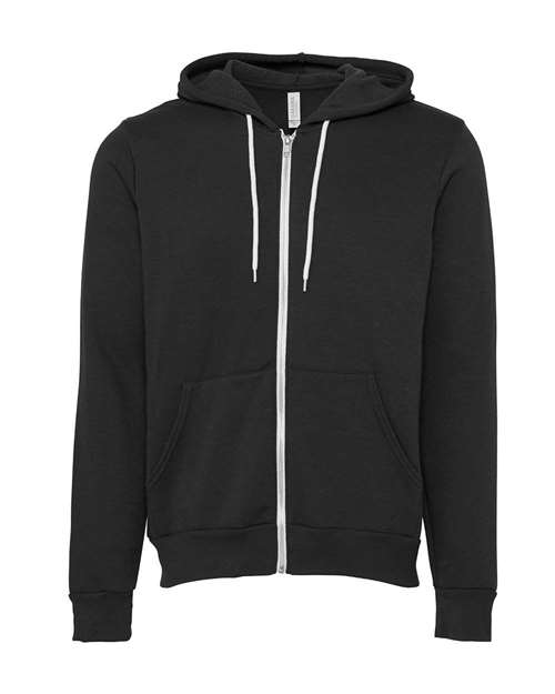 BELLA + CANVAS 3739 - Unisex Sponge Fleece Full-Zip Hoodie Sweatshirt - DTG Dark Grey
