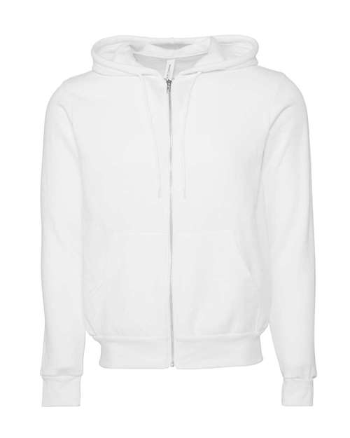 BELLA + CANVAS 3739 - Unisex Sponge Fleece Full-Zip Hoodie Sweatshirt - DTG White