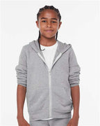 BELLA + CANVAS 3739Y - Youth Sponge Fleece Full-Zip Hoodie Sweatshirt - Athletic Heather
