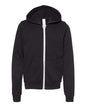 BELLA + CANVAS 3739Y - Youth Sponge Fleece Full-Zip Hoodie Sweatshirt - Black