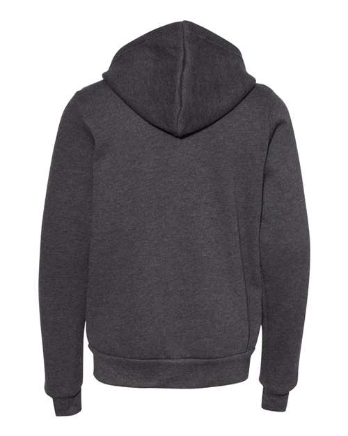 BELLA + CANVAS 3739Y - Youth Sponge Fleece Full-Zip Hoodie Sweatshirt - Dark Grey Heather