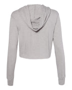 BELLA + CANVAS 8512 — Women’s Triblend Crop Long Sleeve Hoodie Tee — Athletic Grey Triblend (flat)