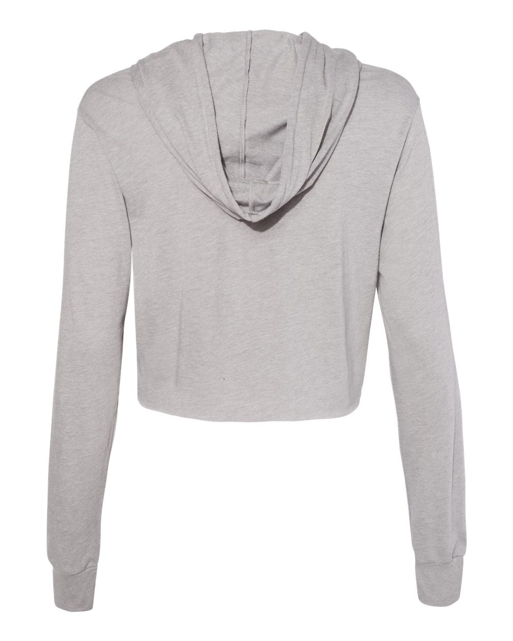 BELLA + CANVAS 8512 — Women’s Triblend Crop Long Sleeve Hoodie Tee — Athletic Grey Triblend (flat)