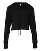 BELLA + CANVAS 8512 — Women’s Triblend Crop Long Sleeve Hoodie Tee — Solid Black Triblend