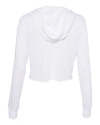 BELLA + CANVAS 8512 — Women’s Triblend Crop Long Sleeve Hoodie Tee — Solid White Triblend (flat)