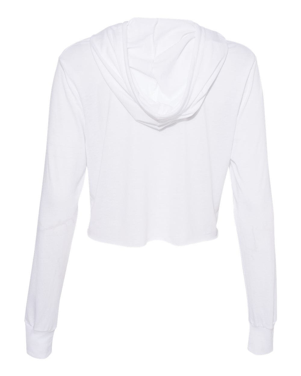 BELLA + CANVAS 8512 — Women’s Triblend Crop Long Sleeve Hoodie Tee — Solid White Triblend (flat)