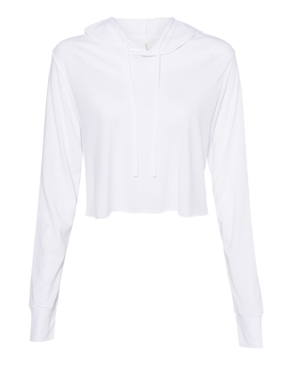 BELLA + CANVAS 8512 — Women’s Triblend Crop Long Sleeve Hoodie Tee — Solid White Triblend