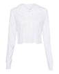 BELLA + CANVAS 8512 — Women’s Triblend Crop Long Sleeve Hoodie Tee — Solid White Triblend