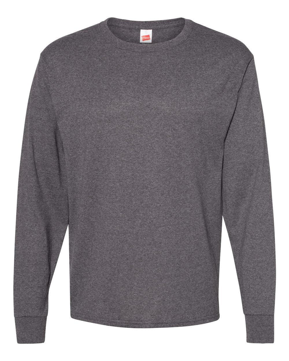 Hanes 5286 - Essential-T Long Sleeve T-Shirt — Charcoal Heather (flat)