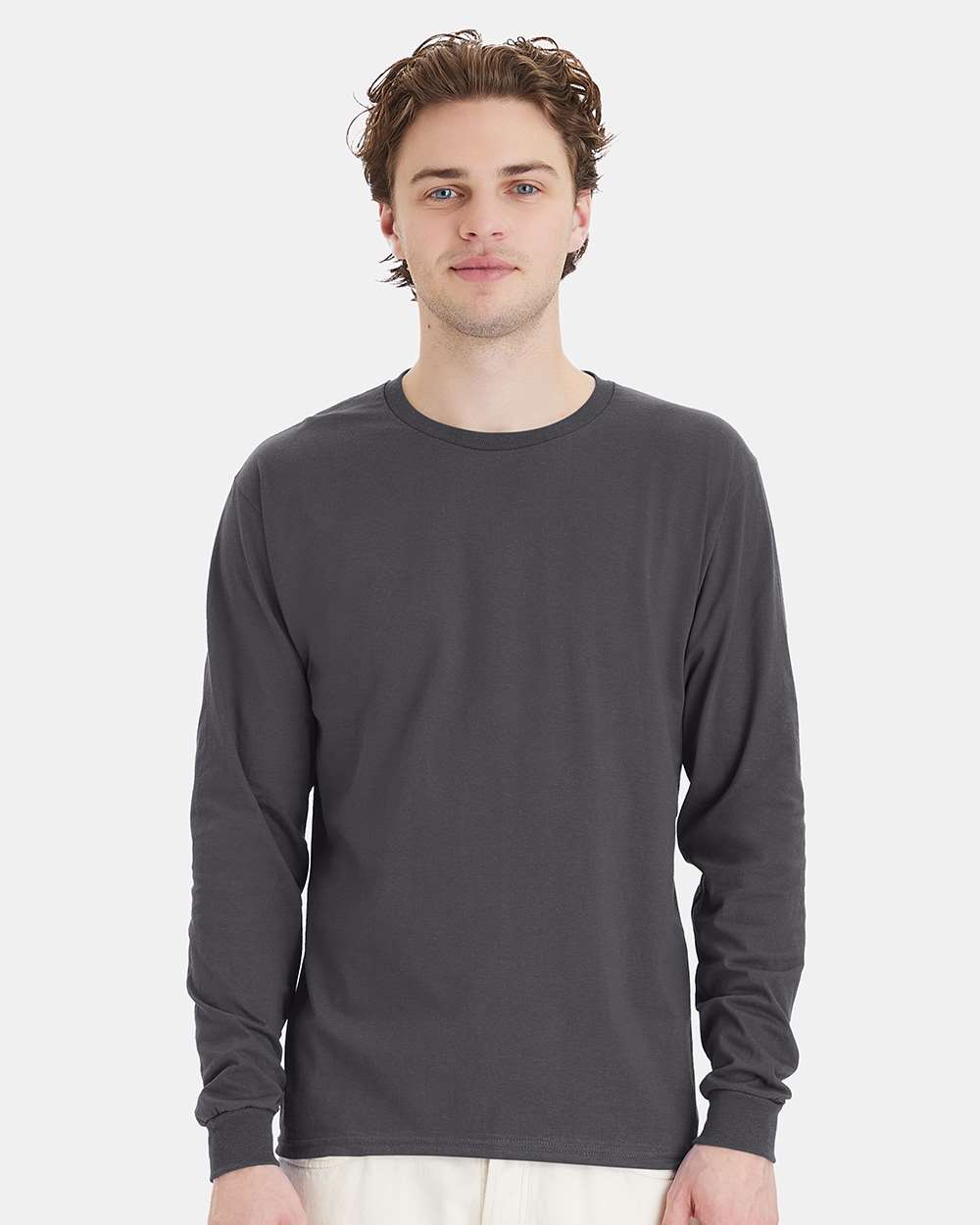 Hanes 5286 - Essential-T Long Sleeve T-Shirt — Smoke Grey
