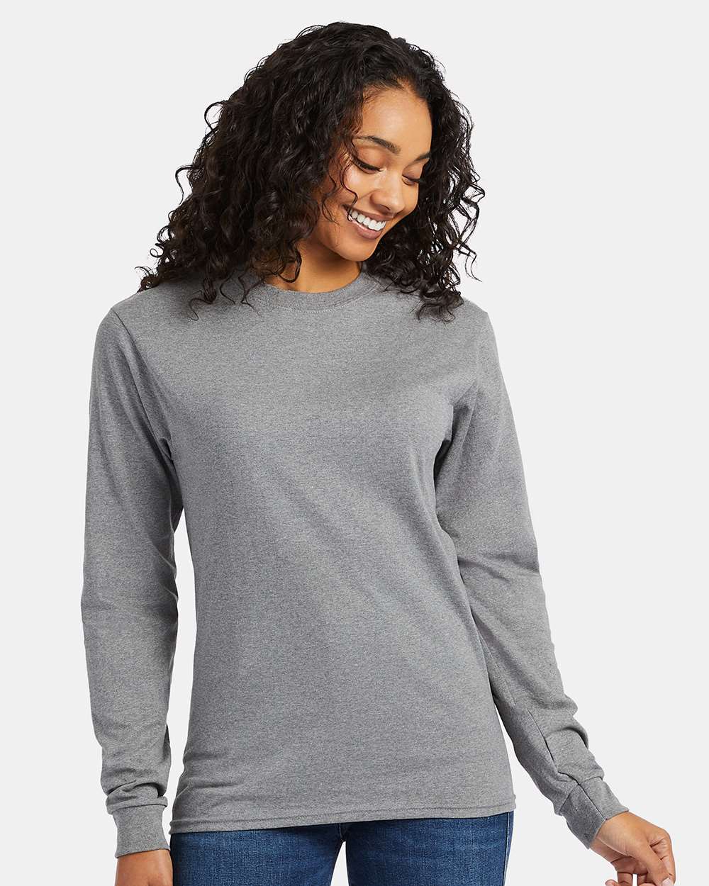 Hanes 5286 - Essential-T Long Sleeve T-Shirt — Oxford Grey