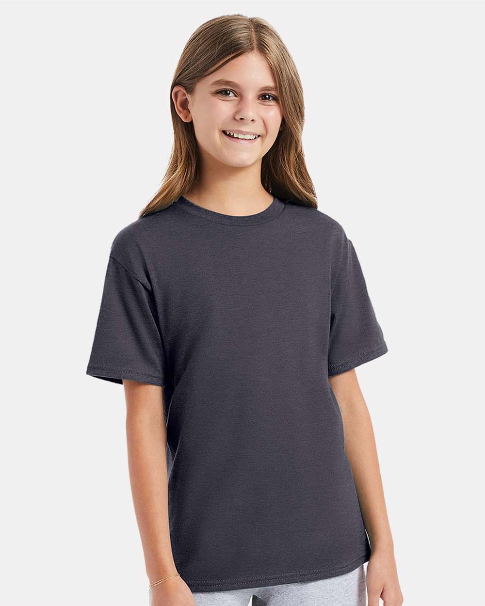 Hanes 498Y - Youth Perfect-T T-Shirt — Charcoal Heather