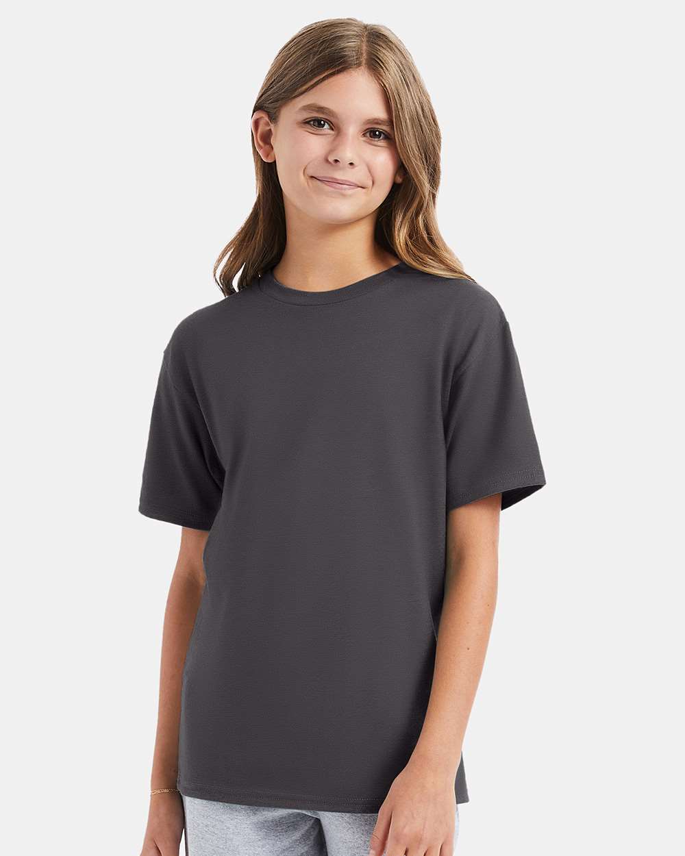 Hanes 498Y - Youth Perfect-T T-Shirt — Smoke Grey