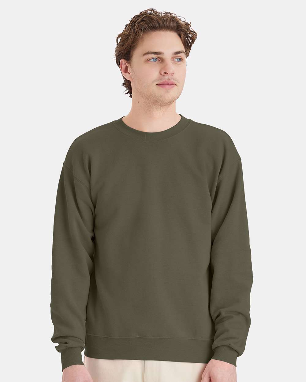Hanes P160 - Unisex EcoSmart® Crewneck Sweatshirt — Fatigue Green
