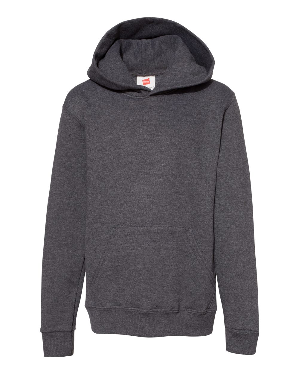 Hanes P473 - Youth EcoSmart® Hooded Sweatshirt — Charcoal Heather (flat)