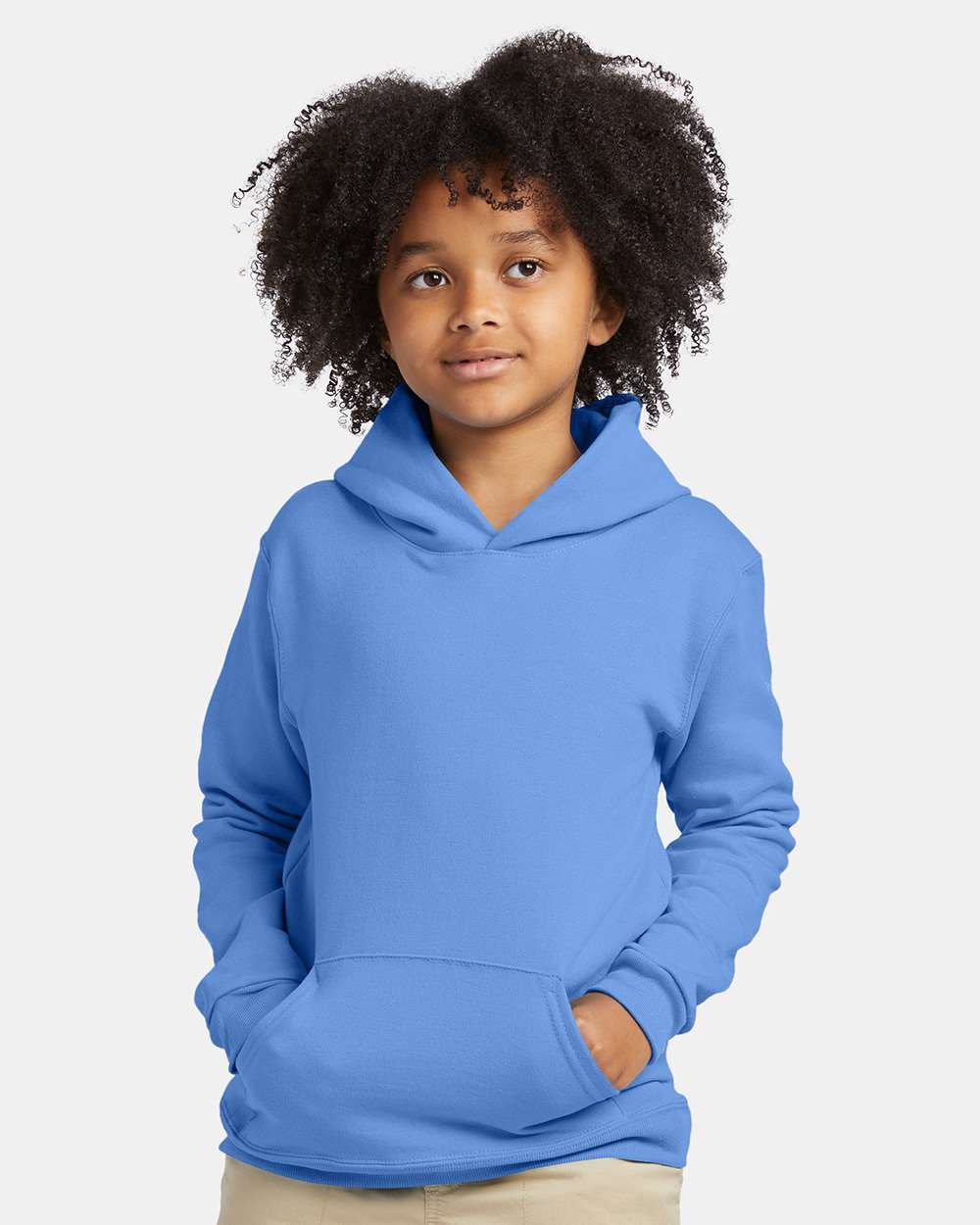 Hanes P473 - Youth EcoSmart® Hooded Sweatshirt — Carolina Blue